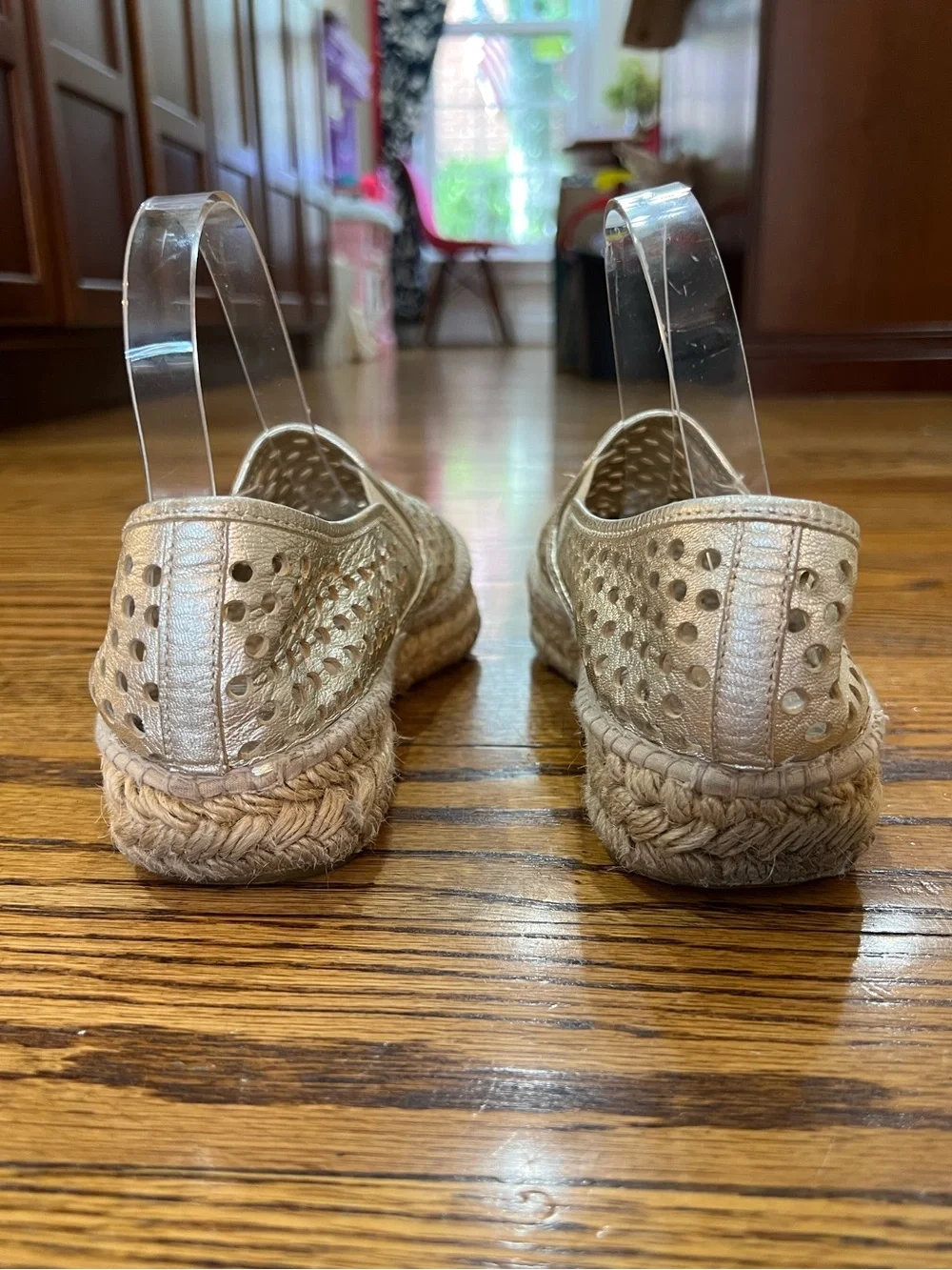 Loeffler Randall Rowan Leather Platform Espadrilles Sz 40 Gold Quiet Luxury